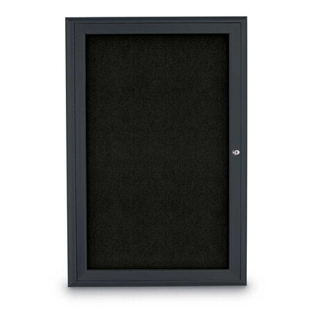 United Visual Products Sliding Door Indoor Enclosed Corkboard, 9 UV9029ACSH-BRONZE-BLSPRU